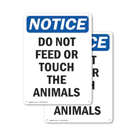 Signmission Do Not Feed Or Touch The Animals, 12 in W x Rectangle, Aluminum OS-2PACK-NS-A-1218-V-11274